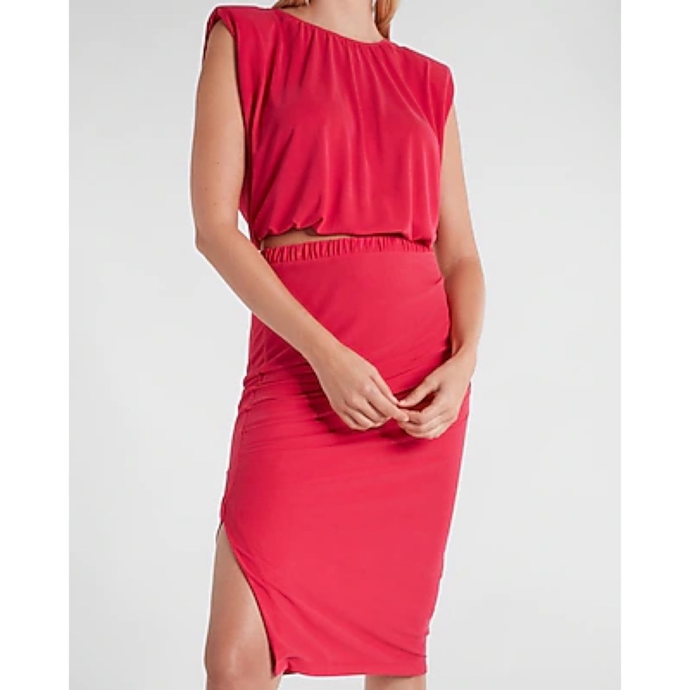 Silky Sueded Jersey High Waisted Pencil Skirt and cropped top set